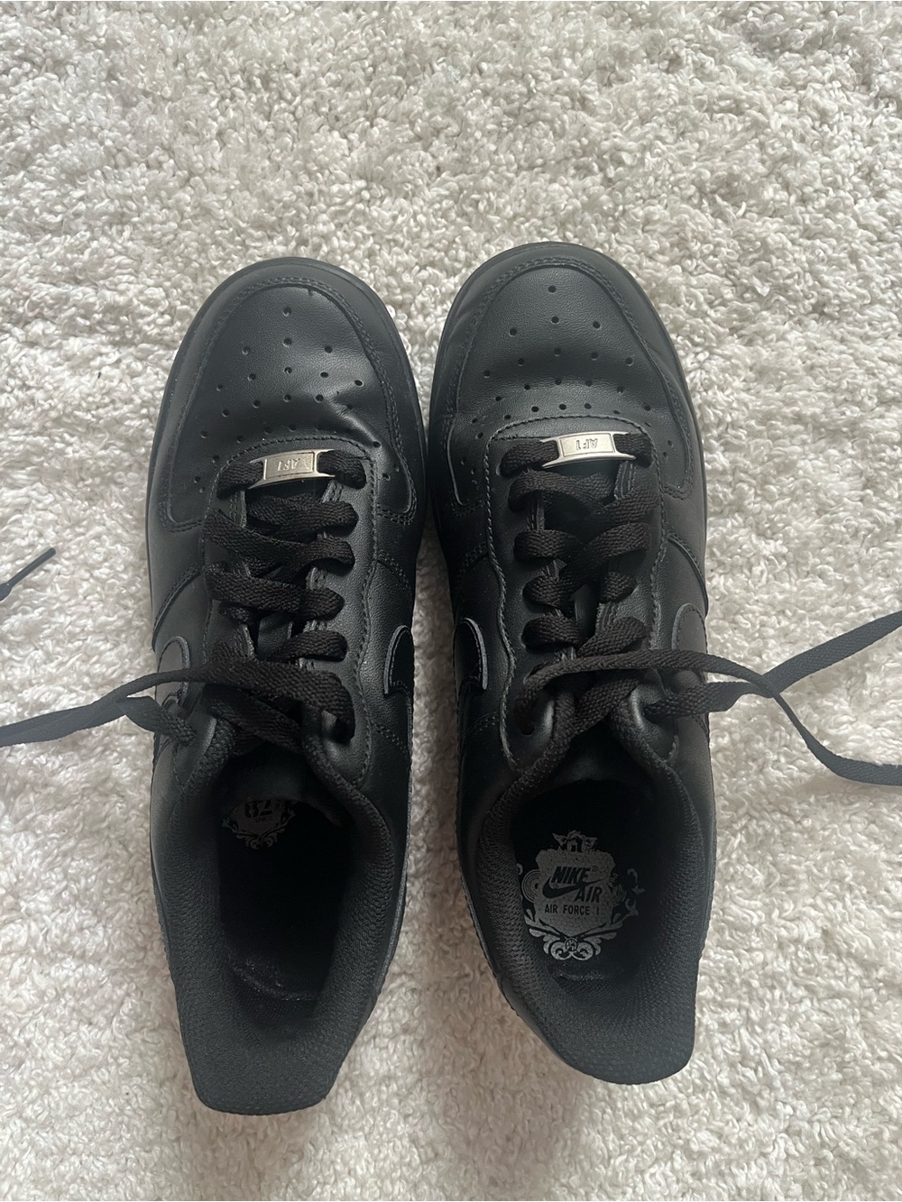 Nike AirForce 1 Women’s All-Black Leather Low-Top Sneakers